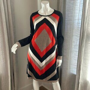 J Howard NWT orange/grey long sleeve sweater dress size L